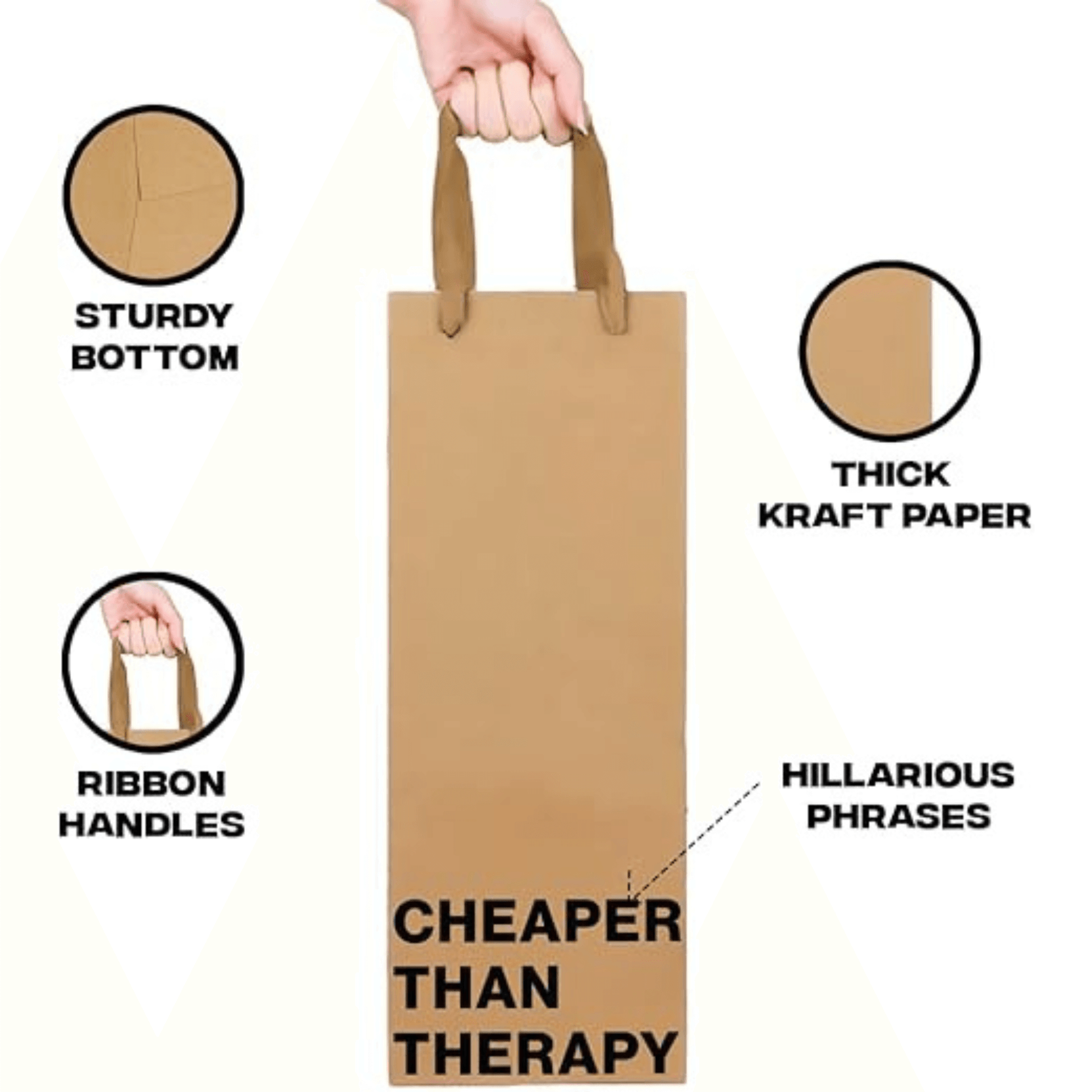 Wine gift bag set made of kraft paper, perfect for funny wine bags and gifting.
