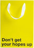 Funny gift bag in bright yellow with text &