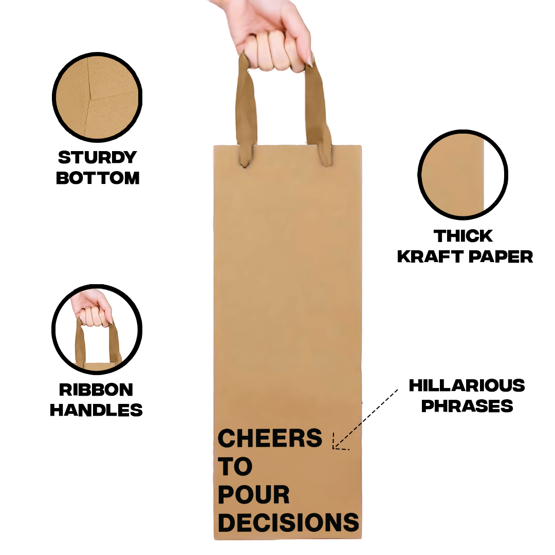 "Corks are for Quitters" wine gift bag – sturdy, eco-friendly, and funny paper wine bag.
