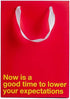 Lower your expectations red gift bag, funny gift bag for snarky gifts, perfect for white elephant parties.