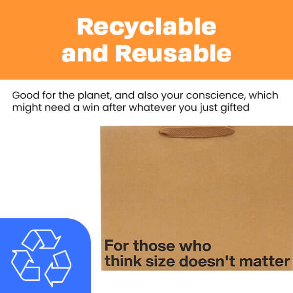 Funny gift bag that is recyclable and reusable for those who think size doesn't matter.