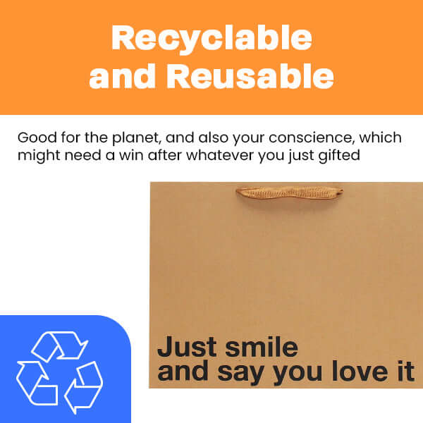 Just Smile & Say You Love It large gift bag, a funny gift bag made from recyclable and reusable kraft material.