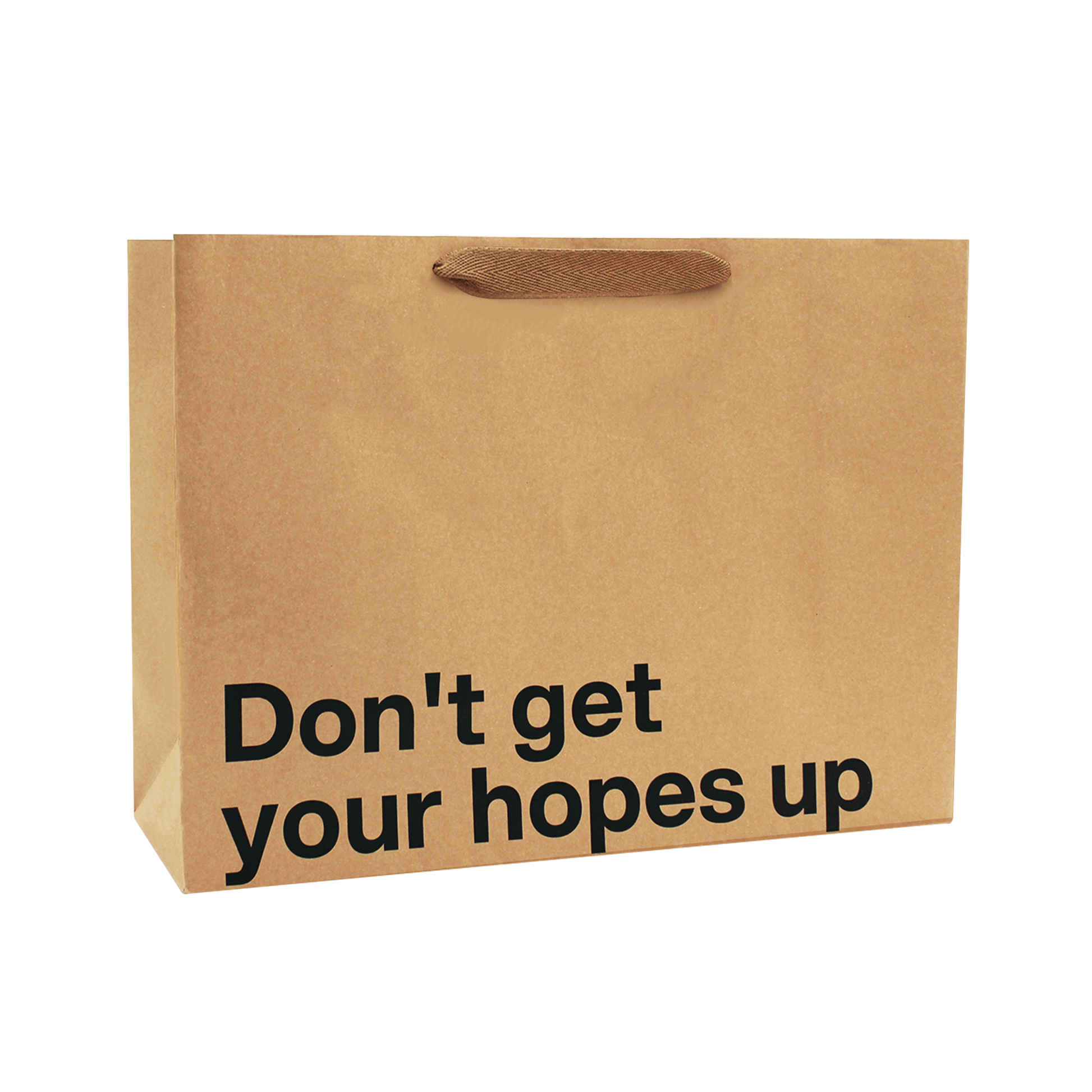 Don't Get Your Hopes Up large gift bag made of kraft paper, a funny gift bag for every occasion.