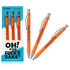 Funny pens in a vibrant orange color with &