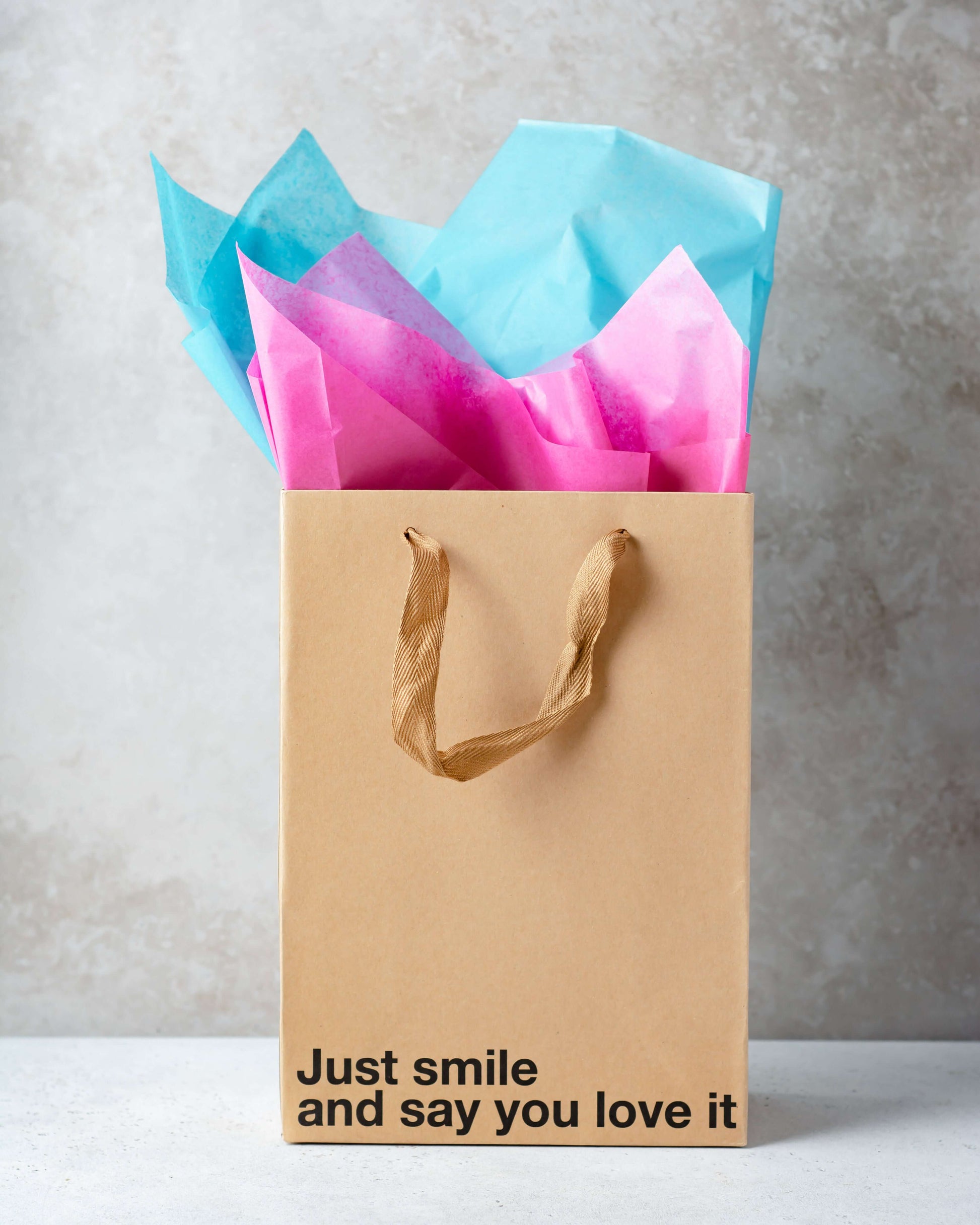Just smile and say you love it gift bag from Snarky Gift Bag Set #4 for funny gift bags.