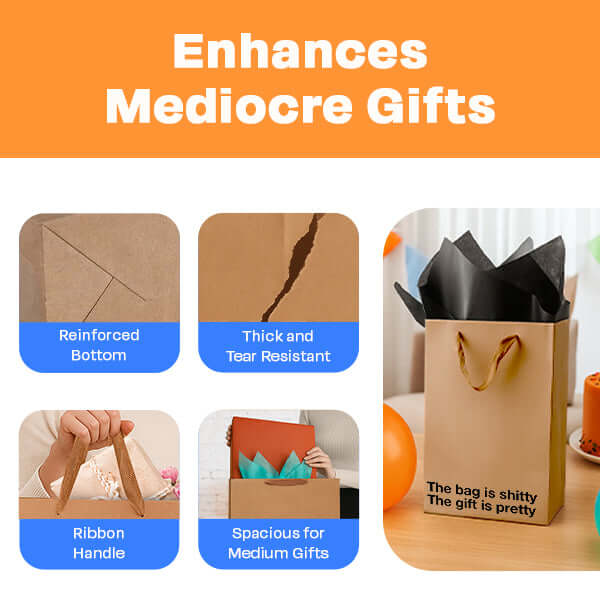 Funny Gift Bag -"The bag is shitty. The gift is pretty." Funny Profanity Gift Bag - MilkToast Brands