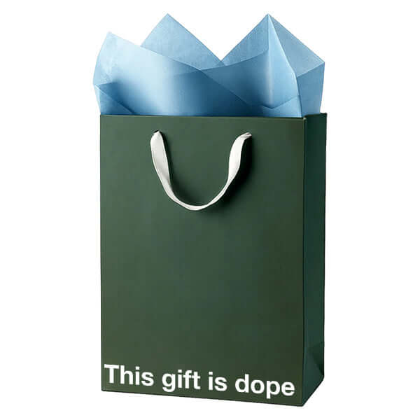 Funny gift bag featuring the phrase 'This gift is dope' perfect for stoner humor and memorable gifts.