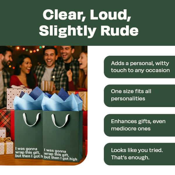 Funny gift bag featuring pot-themed jokes, perfect for stoners and humorous occasions.