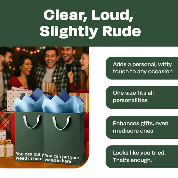 Funny gift bag with humorous quotes, enhancing gifts for any occasion, suitable for all personalities.