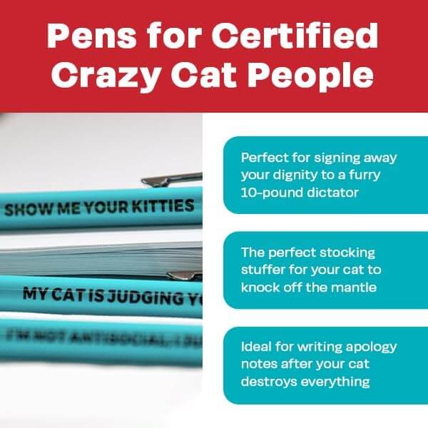 funny pens, 3pc Cat People Pen Set - MilkToast Brands