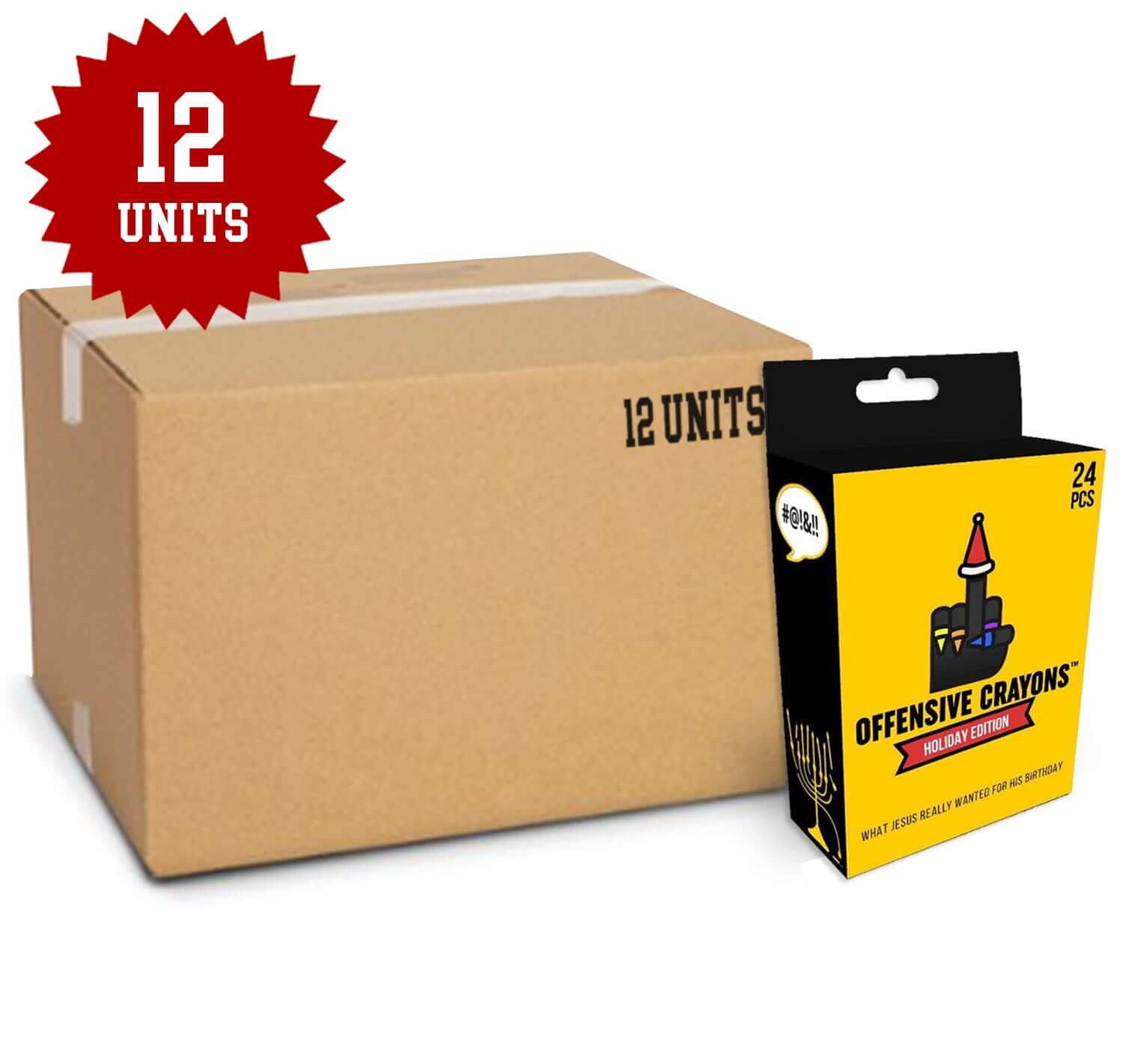 Holiday Crayons in a 12 pc case, perfect for adult coloring and creative projects.