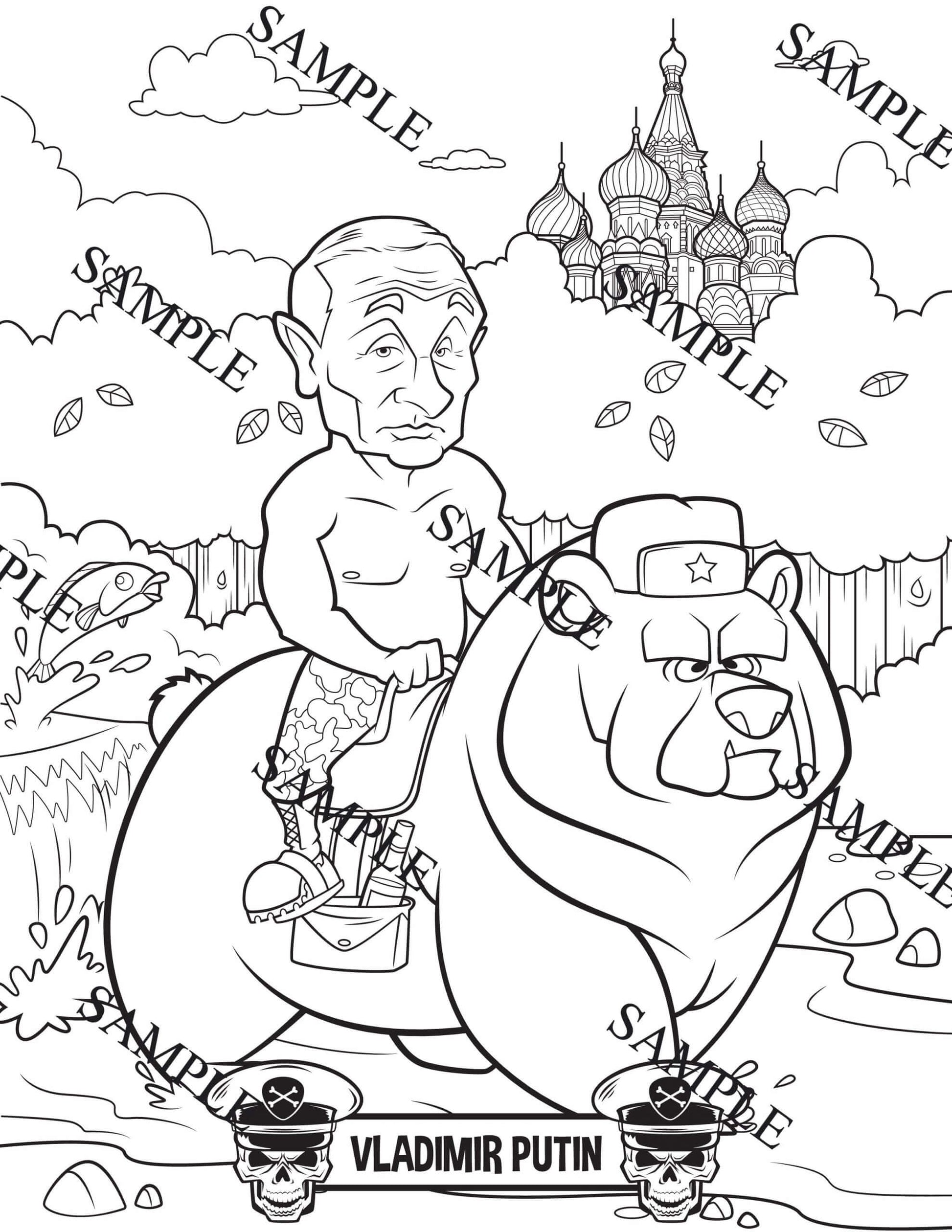 "Happy Little Dictators" adult coloring book – Funny, unique illustrations of historical figures for coloring.